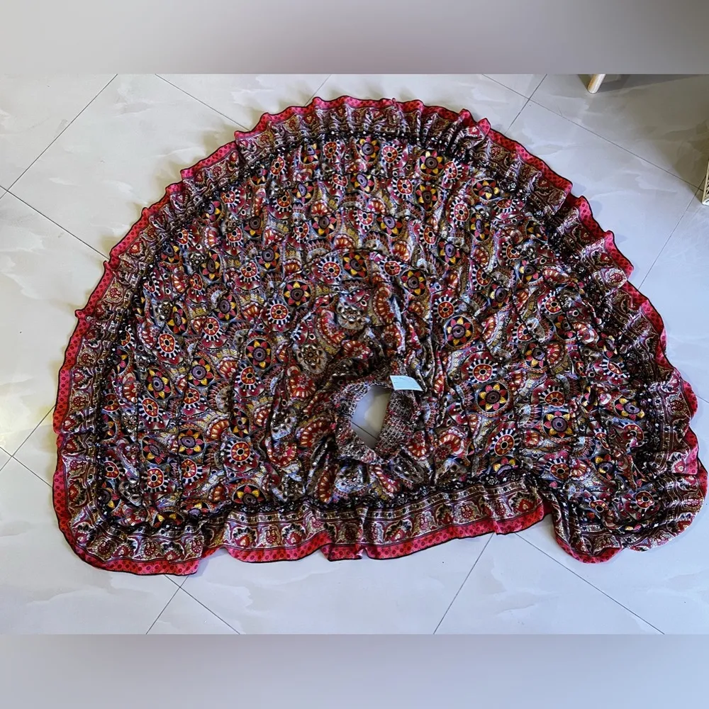 Zury paisley free Size flowing Skirt by free people boho size bohemian stamp Blue - Image 4