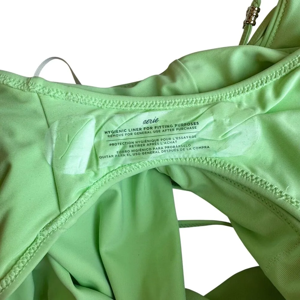 Aerie Pistachio Green One Piece Beaded Open Back Swimsuit Small Beach Vacation - Image 8