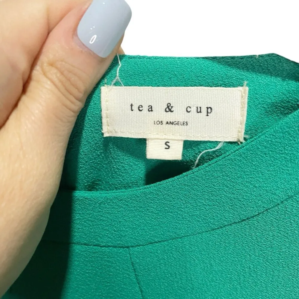 TEA & CUP LOS ANGELES S Green Fit and Flare Sleeveless Mini Dress - Image 3