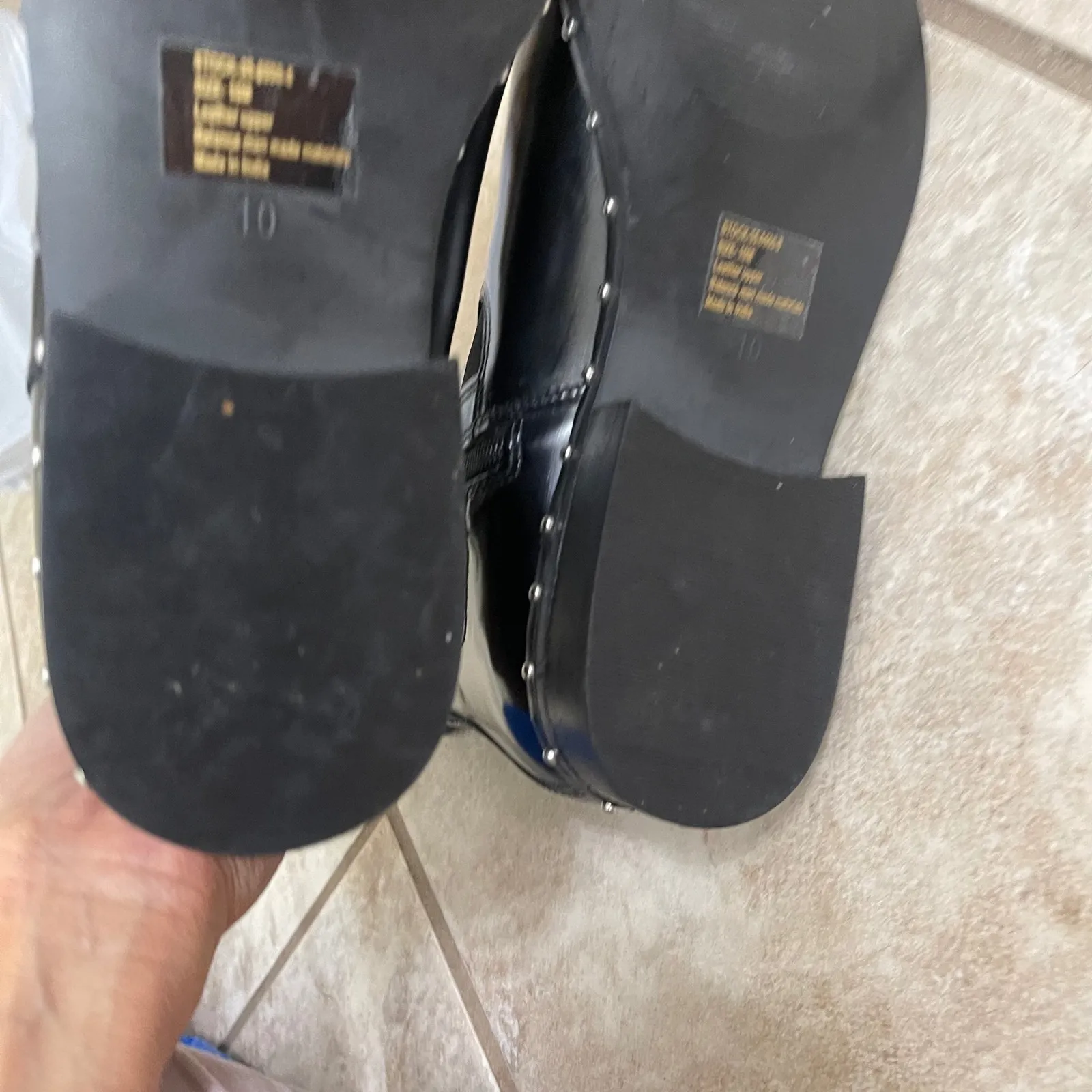 Ellos‎ Studded Black patent Leather Ankle Boots - Image 6