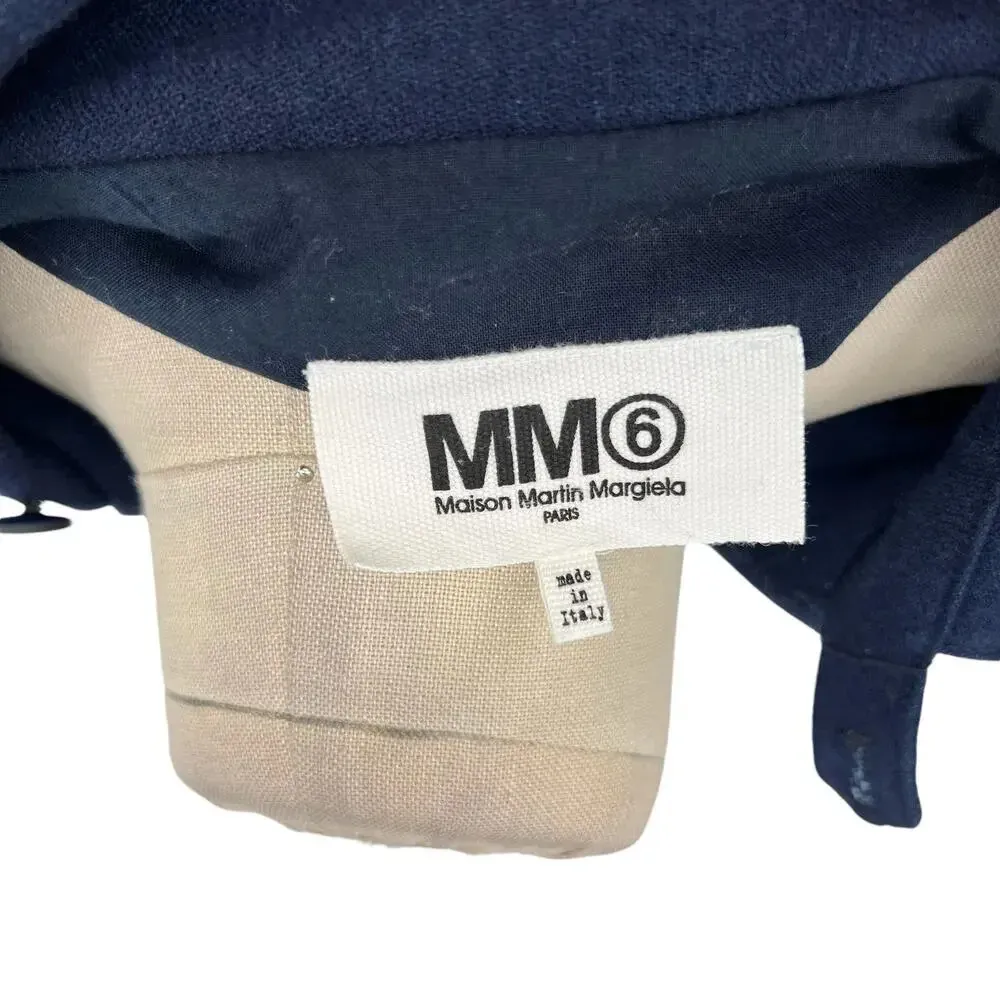 MM6 Maison Martin Margiela Navy Blue Cotton Wool Blend Jacket‎ Size 42 US 6 - Image 13