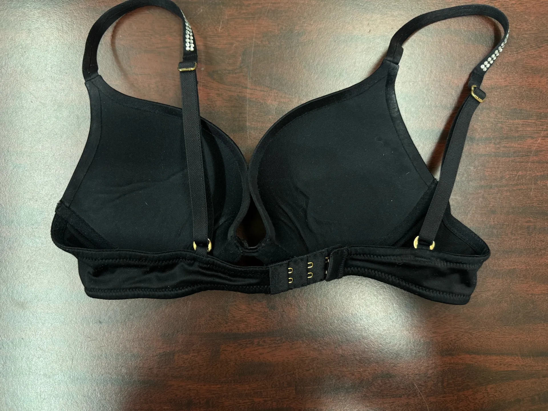 Victoria’s Secret Rhinestone Black Push Up Bra Size 34A - Image 5