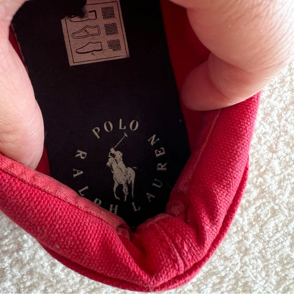 Polo Ralph Lauren Women’s Harbour II Bear‎ Red Canvas Shoes Women's Size 5 - Image 10