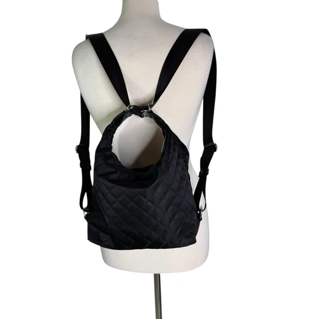 NEW Sondra Roberts Squared Convertible Quilted Nylon Tote Backpack in Black - Image 7