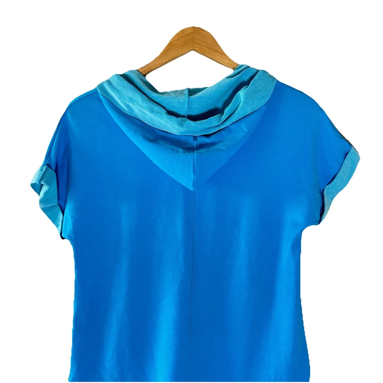 Chico's Blue Hooded Dress Size 0 (S/M) Pocketed‎ Lounge Sporty Coastal Casual - Image 5