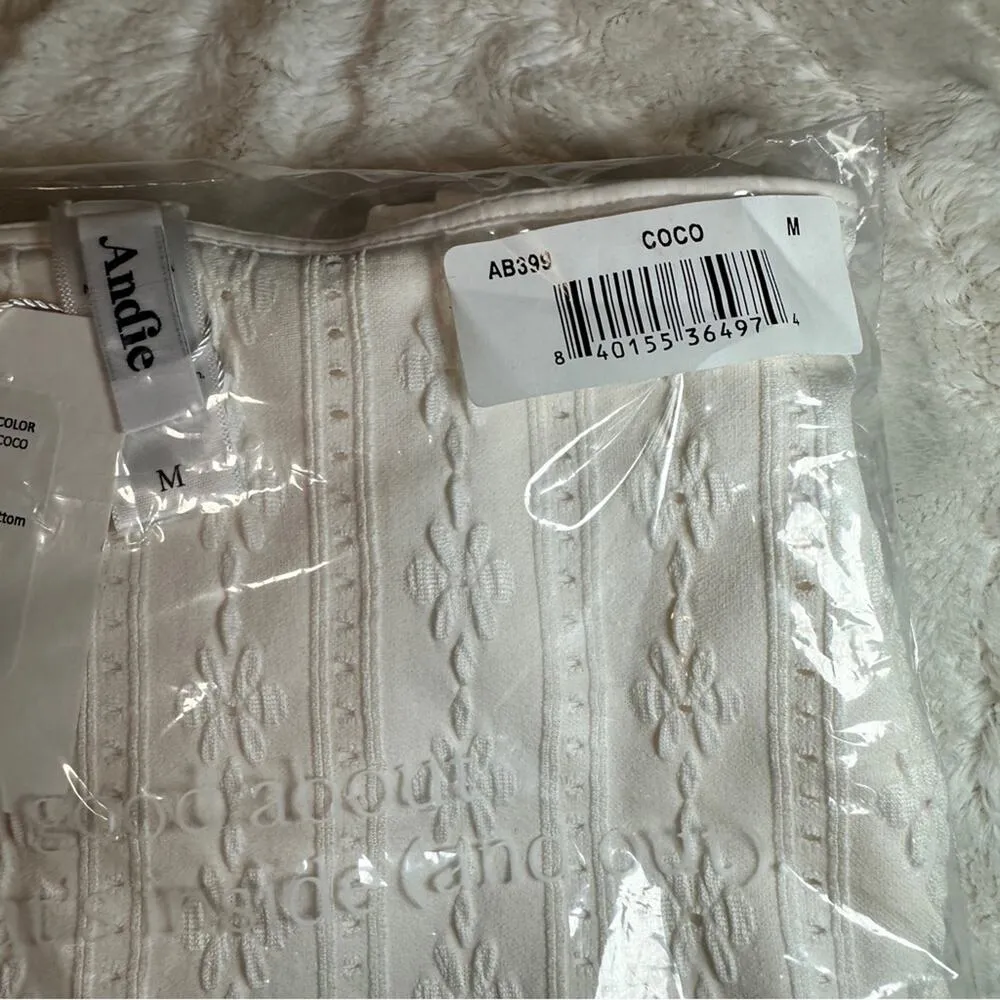 Andie Size M Coconut White Embroidered The 90s High Waisted Bikini Bottom Resort - Image 4