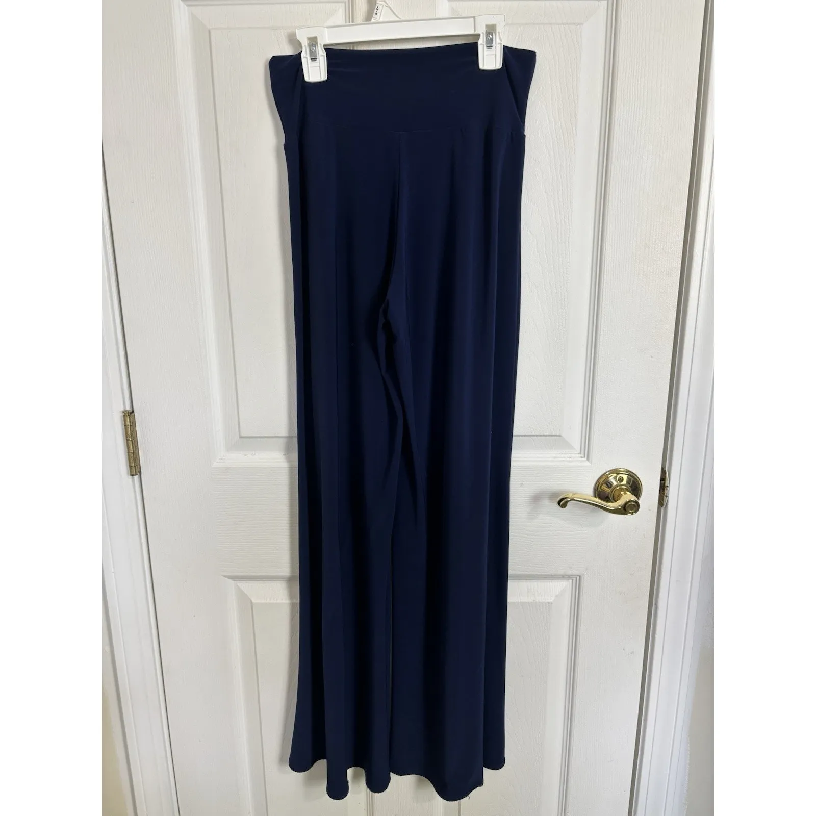 Ciara Sun Woo Navy Wide Leg Pull On Palazzo Pants Size Small Wrinkle Free Blue - Image 3