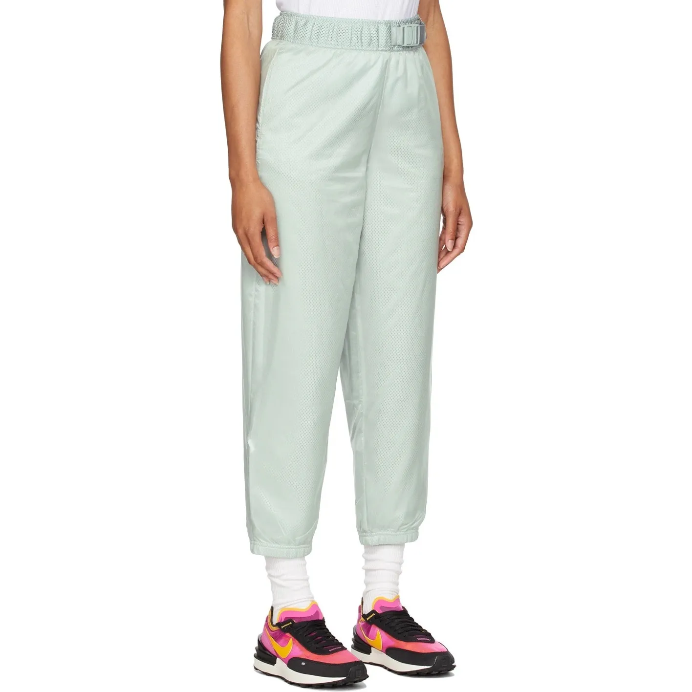 Nike Womens Tech Mesh Buckle Belted High Rise Joggers S Seafoam Green Streetwear - Image 6