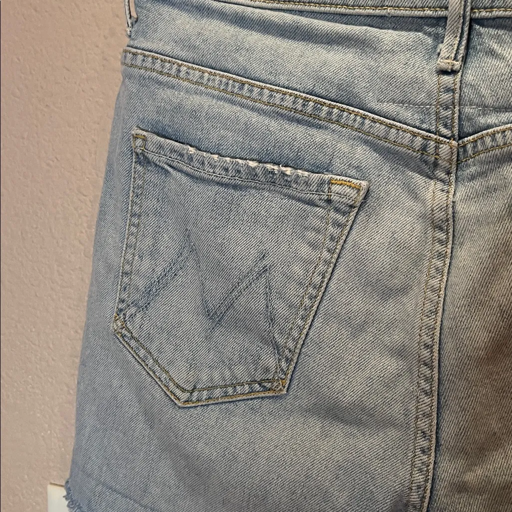 Mother Superior Women’s Denim Cutoffs Shorts Size 27 Thanks Again Racer Stripes Blue - Image 9