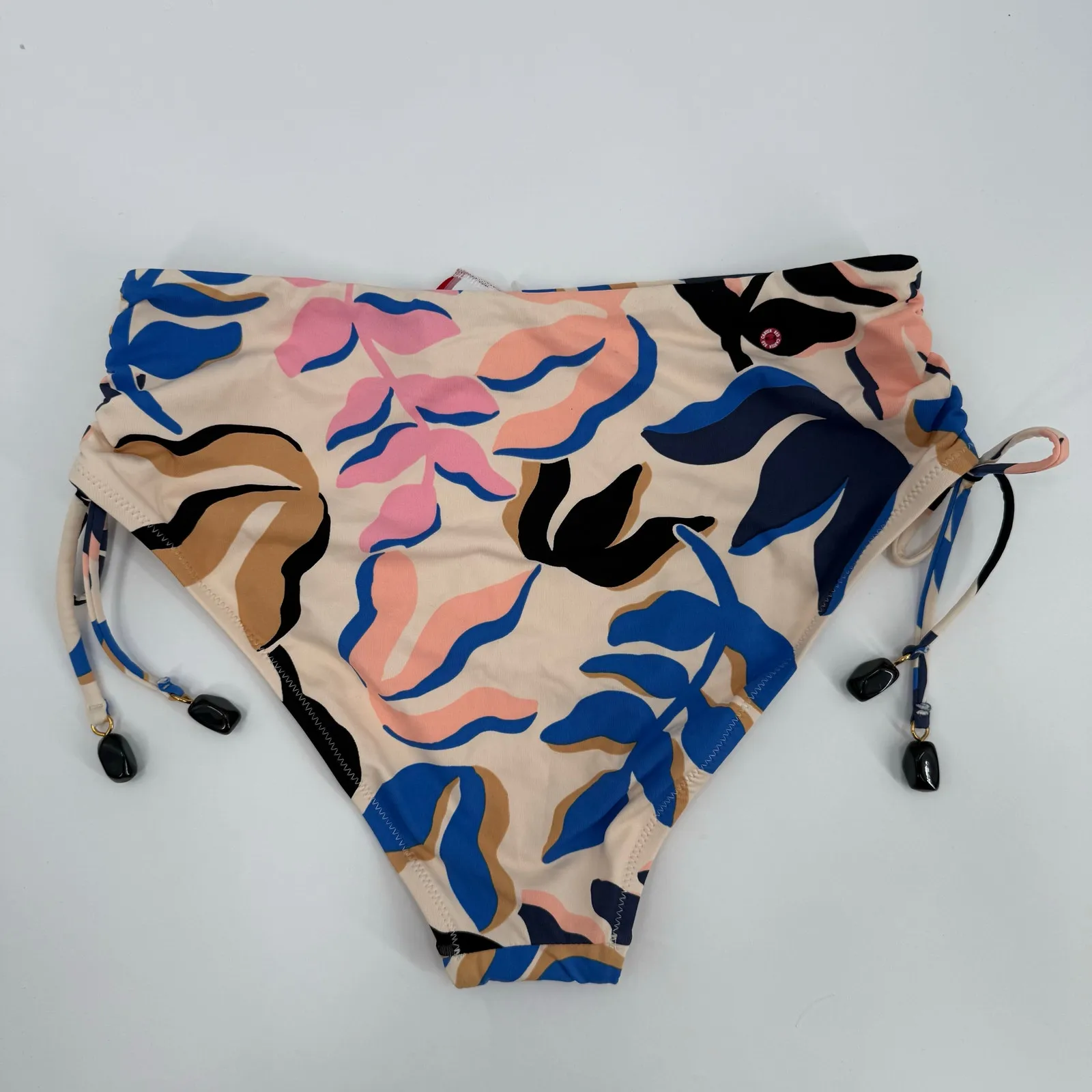 Red Carter Bikini Bottoms Size Medium Tropical Leaf Print HighRise Moonstone NWT - Image 4