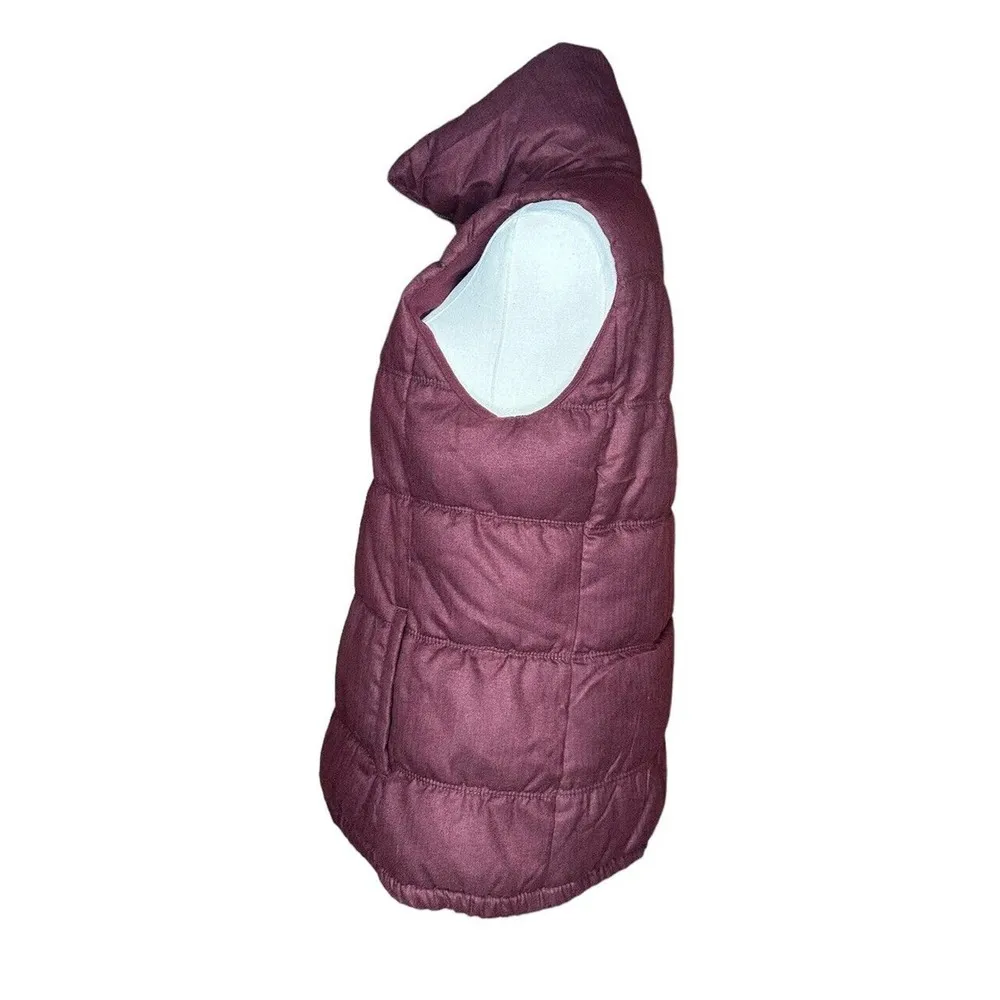 Old Navy Burgundy Wine Fleece Lined Puffer Vest Womens Size S - Image 3