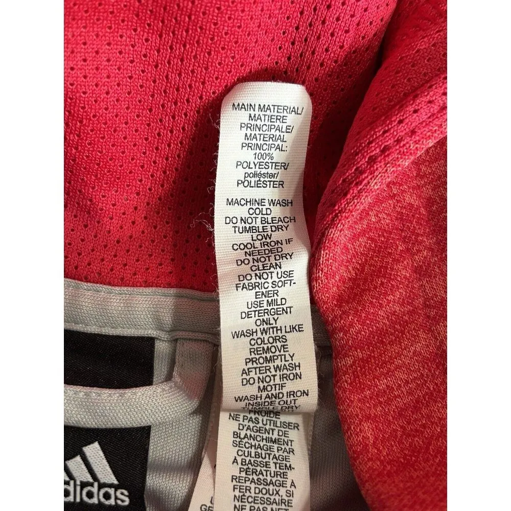Adidas Red/Silver Hoodie Sweatshirt Size S (8-10)Long Sleeve Logo Graphic Pocket - Image 7