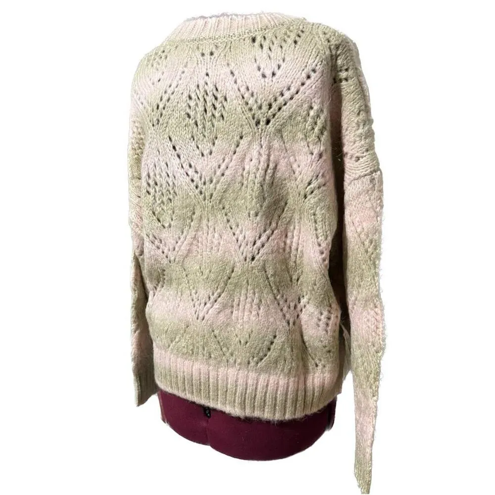 SANCTUARY Pointelle Sweater Mock Neck Pullover Pink Moonlight Multi NWT XL - Image 9