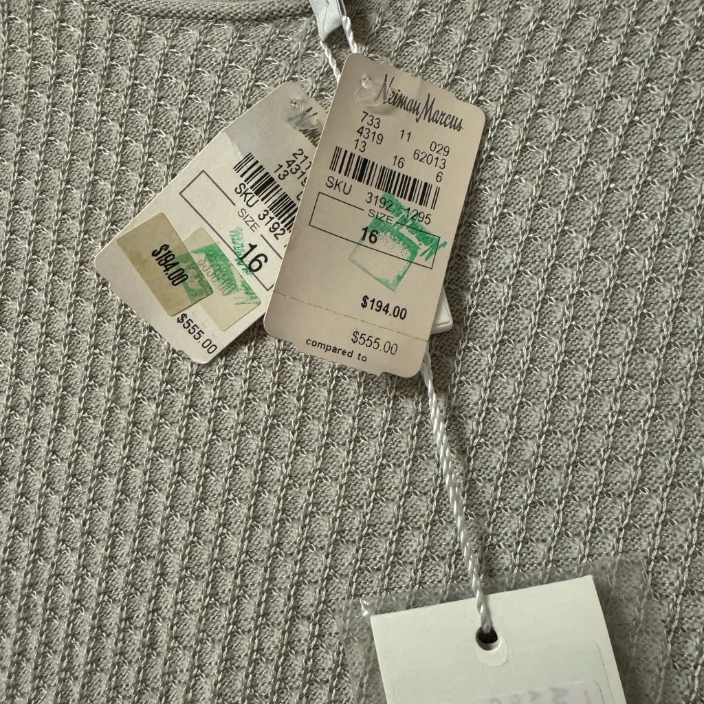 Armani Collezioni Textured Knit Top in Beige - Image 4