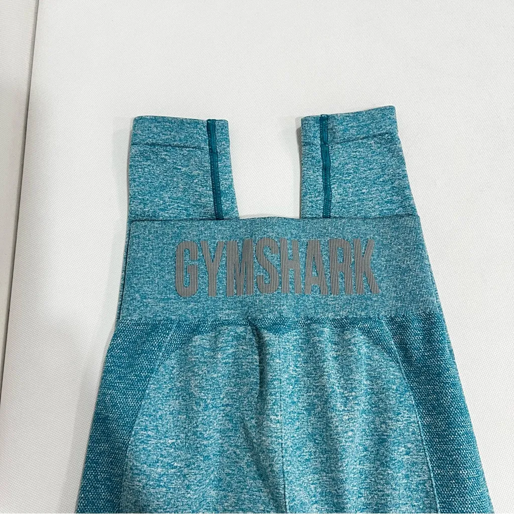 Gymshark Flex High Waisted Size Small Hydro Teal Marl/Light Gray Leggings - Image 4