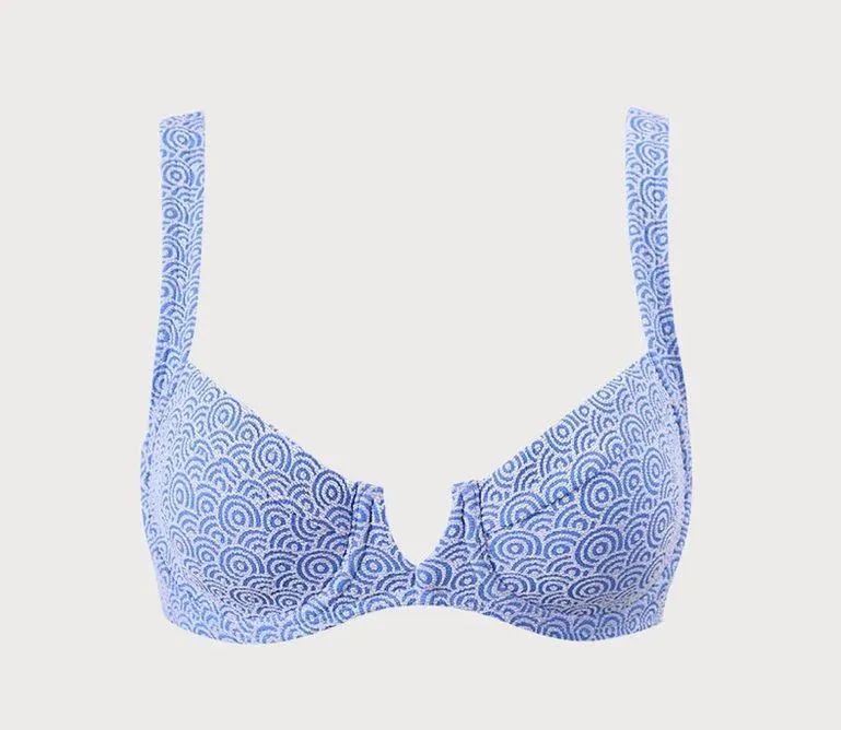 Berlook Blue Jacquard Underwire Bikini Top ONLY 44 Size XL - Image 7