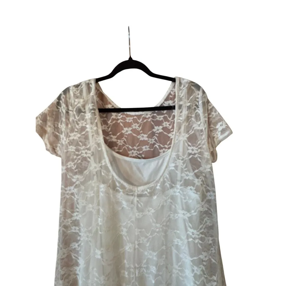 Wild Fable Shear Lace Maxi with white mini liner trending beach wedding dress M - Image 3