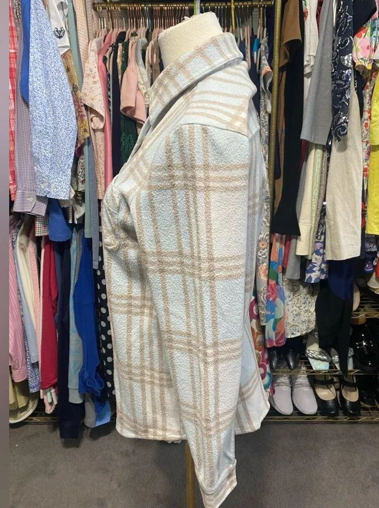 Member’s Mark Blue Tan Long Sleeve Polo Collar Button Down Shirt - Image 3