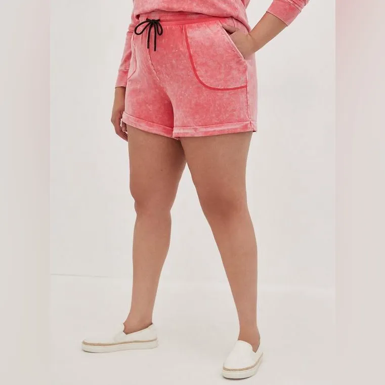 Torrid Pink Acid Wash Vintage Everyday Fleece Active Shorts - size 1 - Image 9