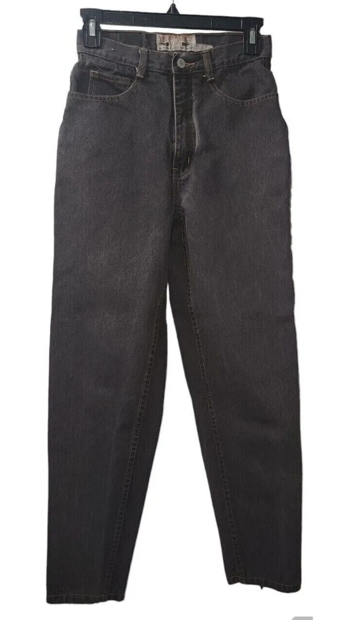 Jordache Vintage Mom Jeans High Waist Ankle Zip Black Denim Pants - Image 1