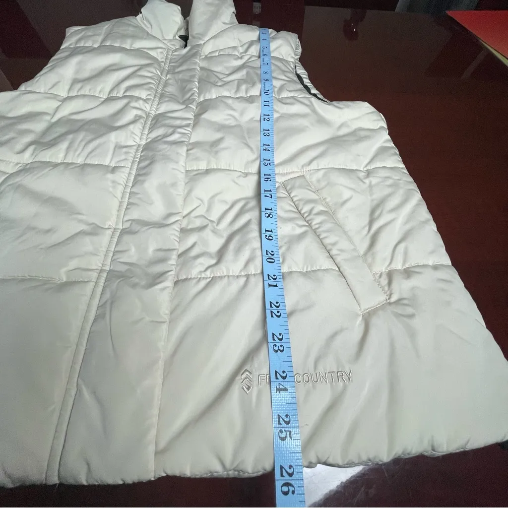 Free Country Sleeveless Quilted Trail Creek Puffer Vest Cream Ivory Sz Large - Image 7