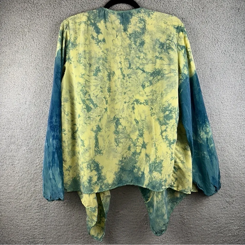 Willow Jacket Womens Medium Tie Dye Vintage Cape Art To Wear Teacher Boho Hippie Yellow - Image 4