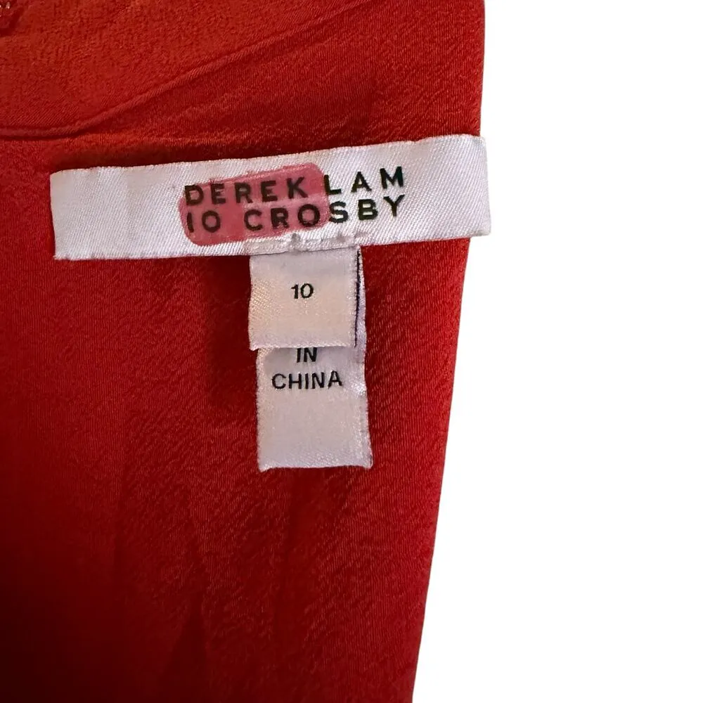 Derek lam 10 Crosby billowy tent dress lace crocheted lace detail size 10 red - Image 5