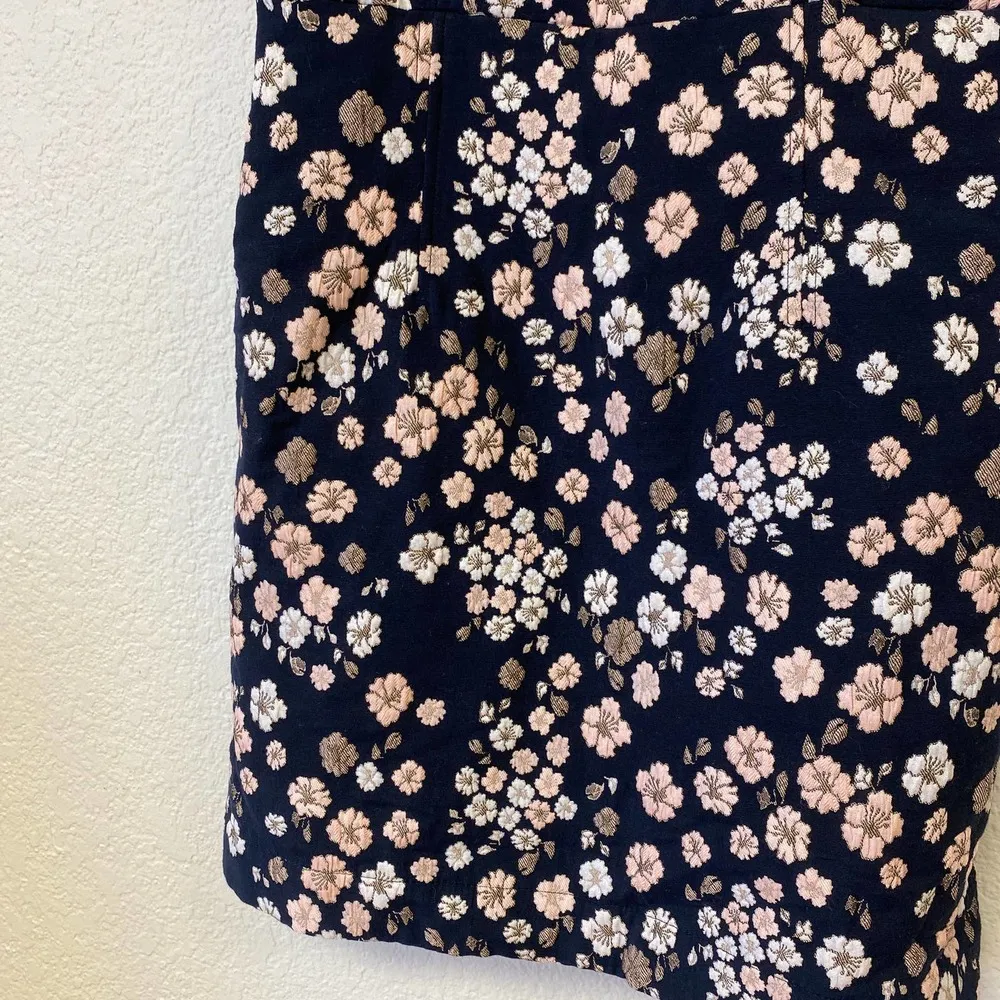 Anthropologie Maeve Jacquard Mini Dress Black Floral Summer Date Size 2 - Image 5