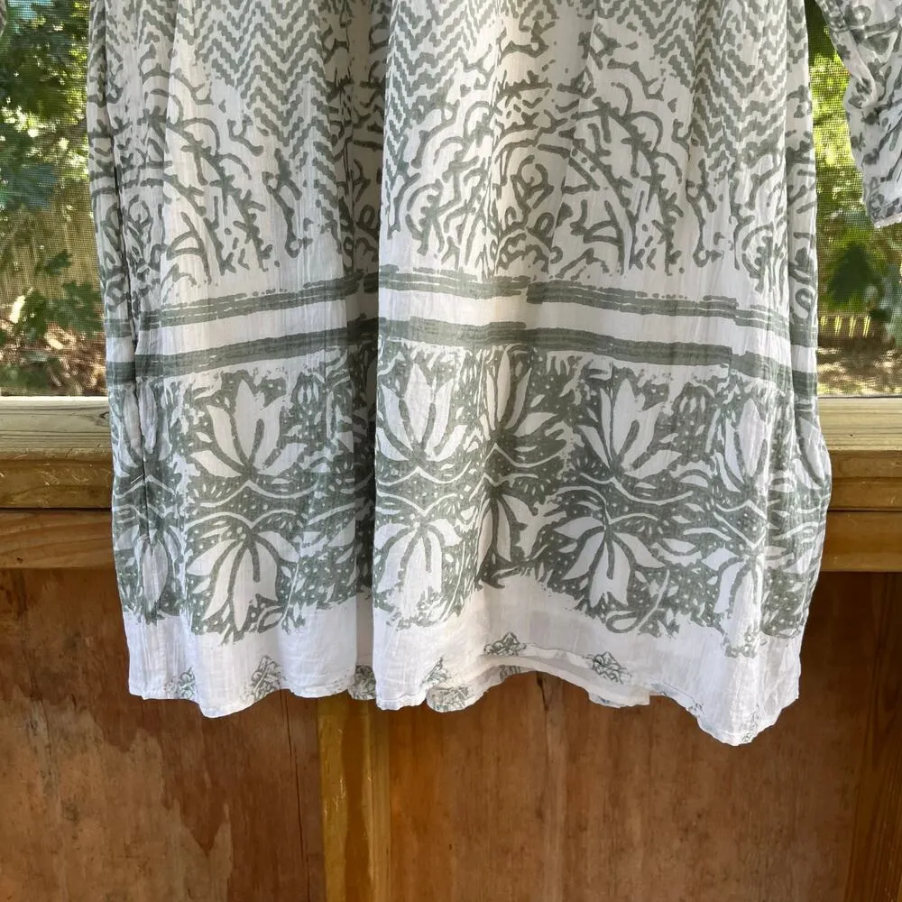 Free People Sun Daze Mini Dress Green Ivory Lace Size S - Image 4