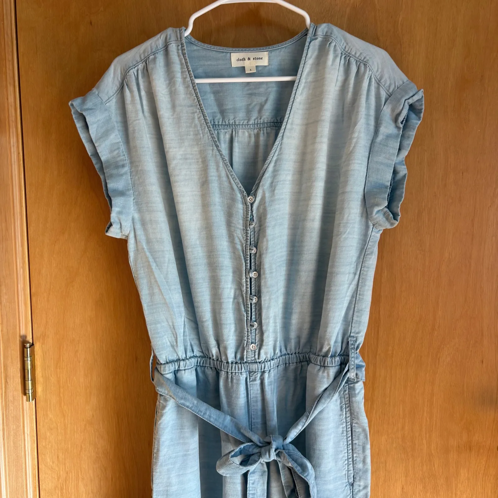 Cloth & Stone Women's Chambray Button‎ Front Jumpsuit - Relaxed Casual - Image 4