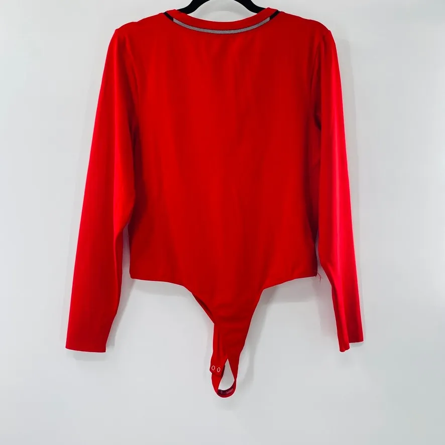 NEW Good American Low Down Bodysuit Red Black Net Accent Sz 5 US XXL Minimalist - Image 5