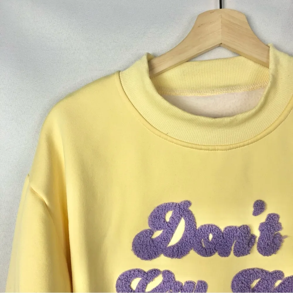 Boutique Don't Kill My Vibe Yellow Pullover Sweatshirt M - Image 47