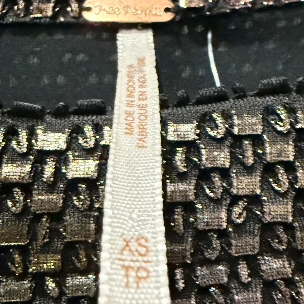 FREE PEOPLE XS DIAMONDS ARE FOREVER MERMAID 3/4 SLEEVE METALLIC DRESS SILVER - Image 5