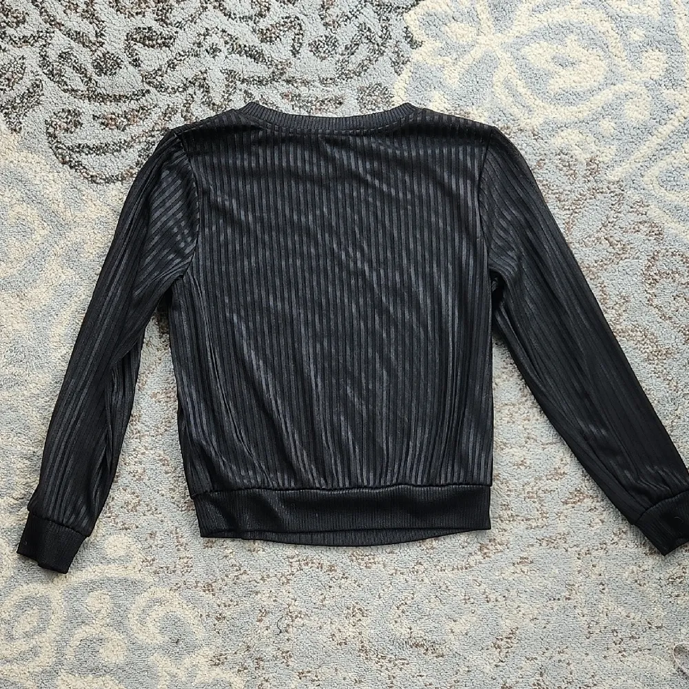 Who What Wear Ribbed Sheer Sweater Black Small - Image 6