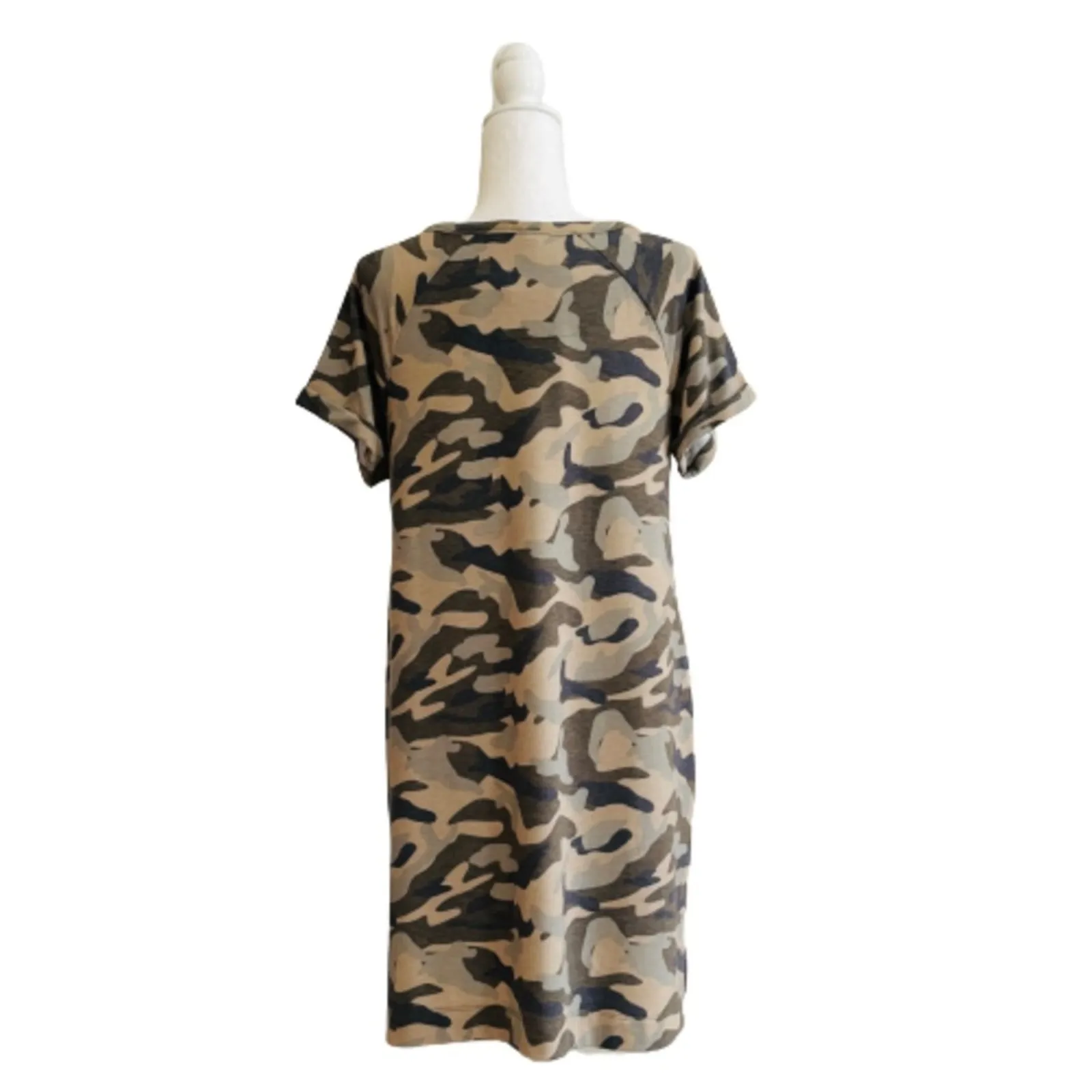 Cable & Gauge Dress Camo V-Neck Short Sleeve Casual A-Line Dress Large NEW - Image 5