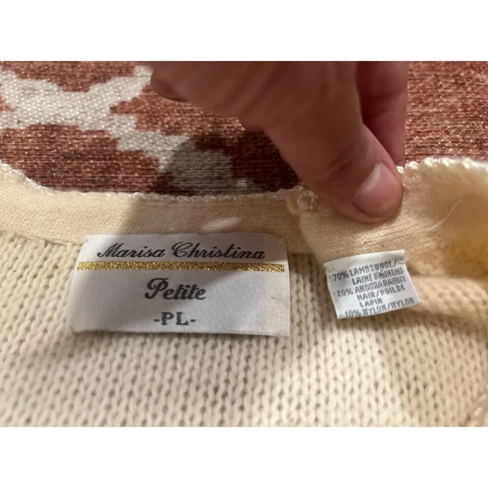 Vintage Marisa Christina Petite Angora wool Holiday Beaded Vest Petite Large White Size undefined - Image 10