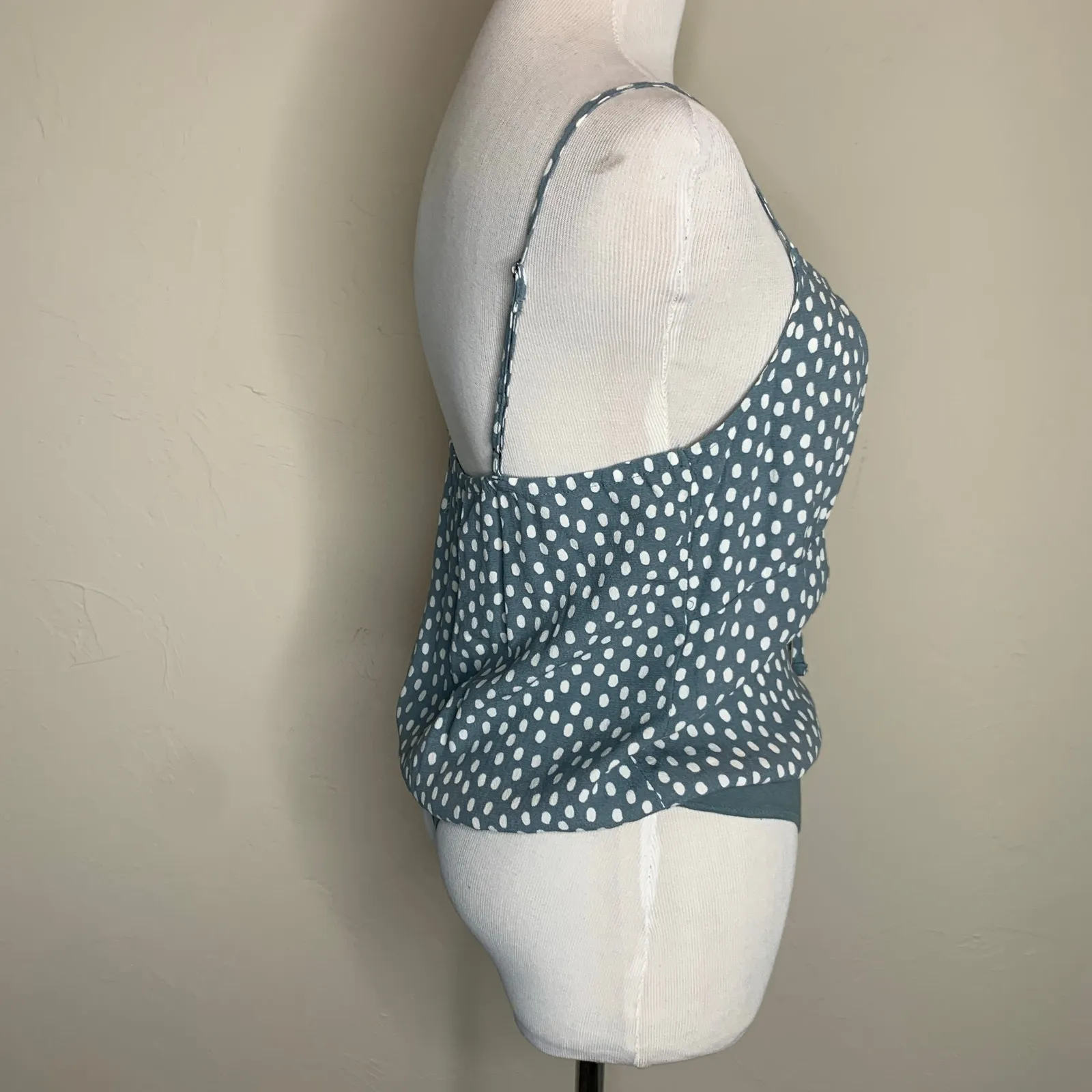 Abercrombie & Fitch Polka Dot Bodysuit Sz Small Blue Green - Image 4