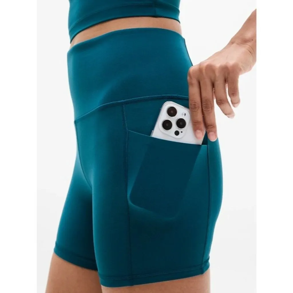 New Athleta XS Salutation Stash High Rise 5" Short Coastal Teal X-Small - Image 4