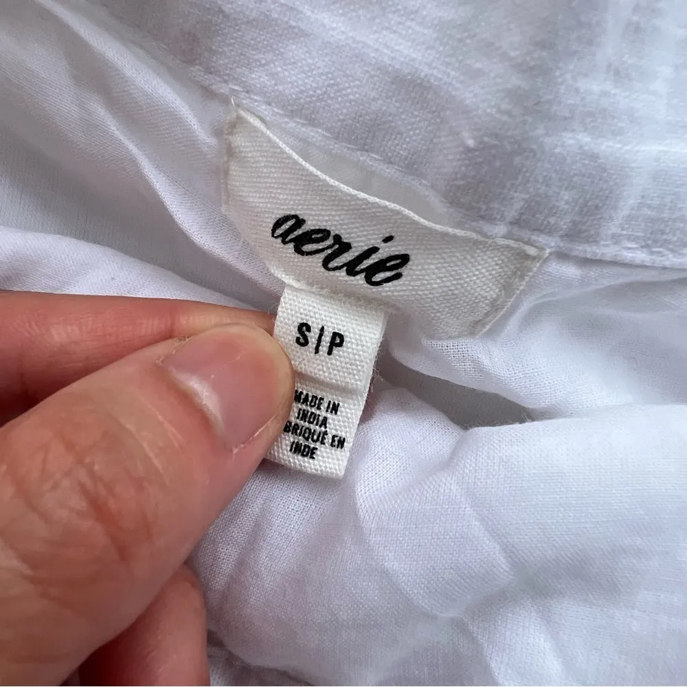 Aerie White Linen Blend Ruffle Hem Wrap mini skirt size small NEW resort wear - Image 4