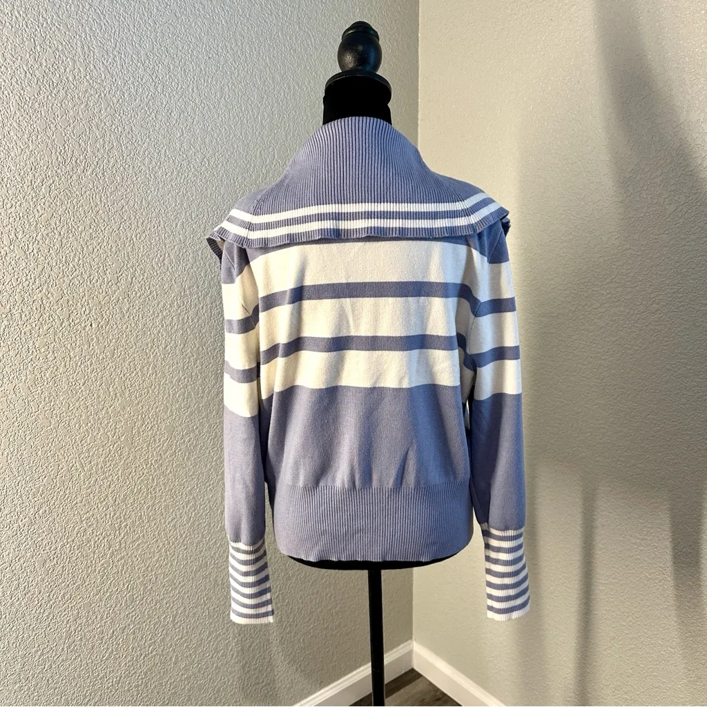 Marc New York Blue and Cream Striped Cardigan - Image 3
