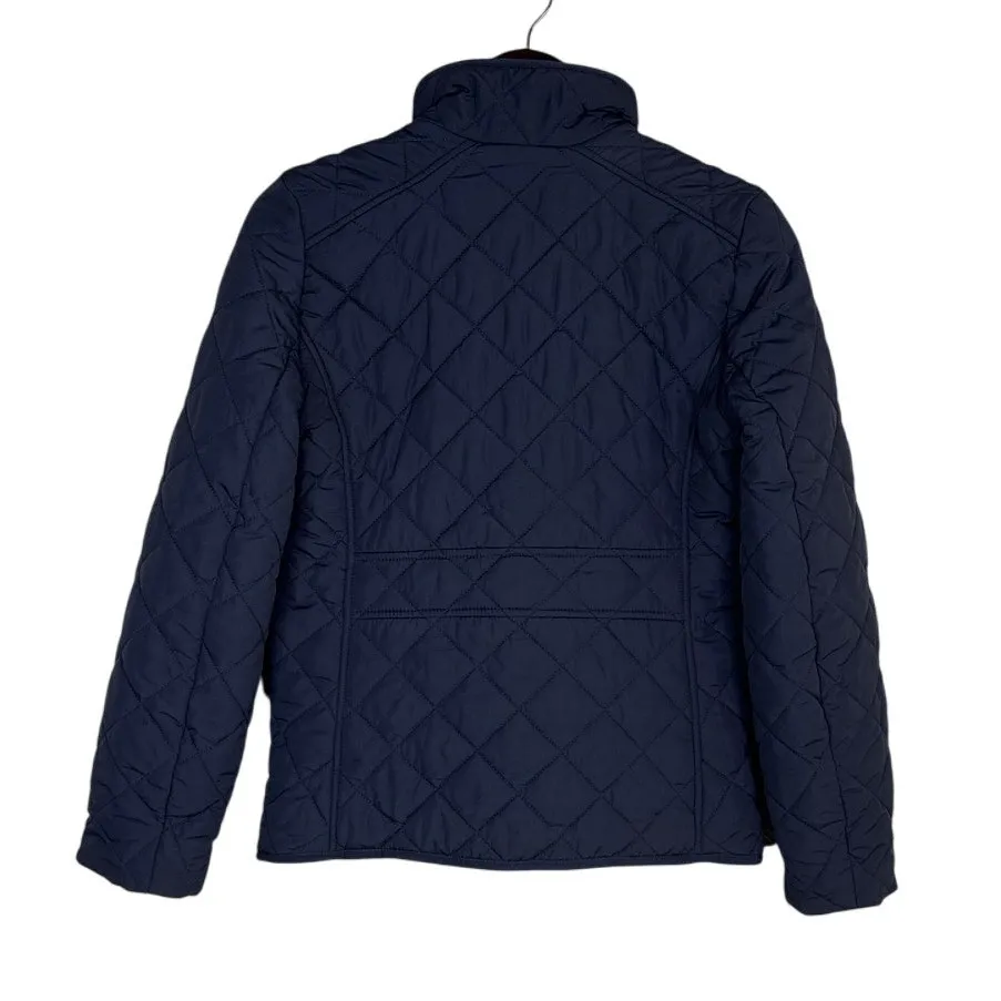 J.Crew Long Sleeve Snap Buttons Zip Up Quilt Field Jacket Patch Pockets XS Black - Image 12