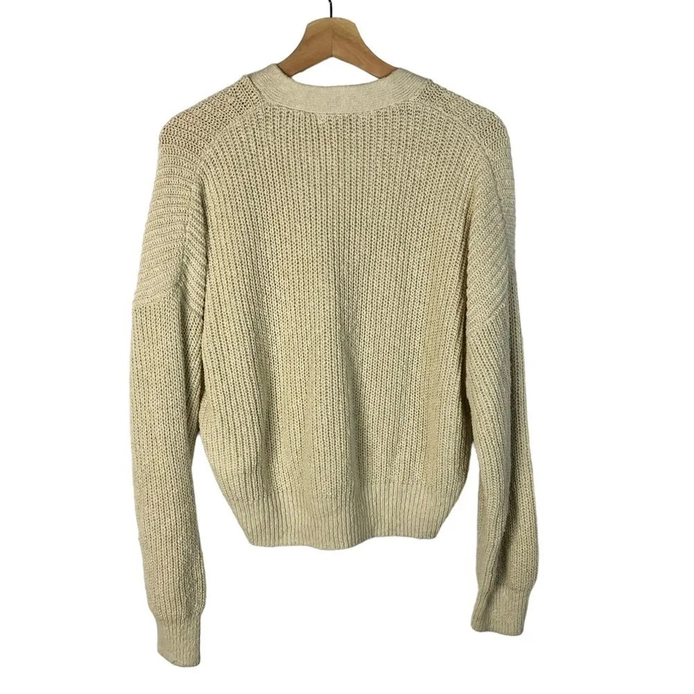 Madewell Greywood Crop Cream Beige Button Down Cardigan Sweater L - Image 4