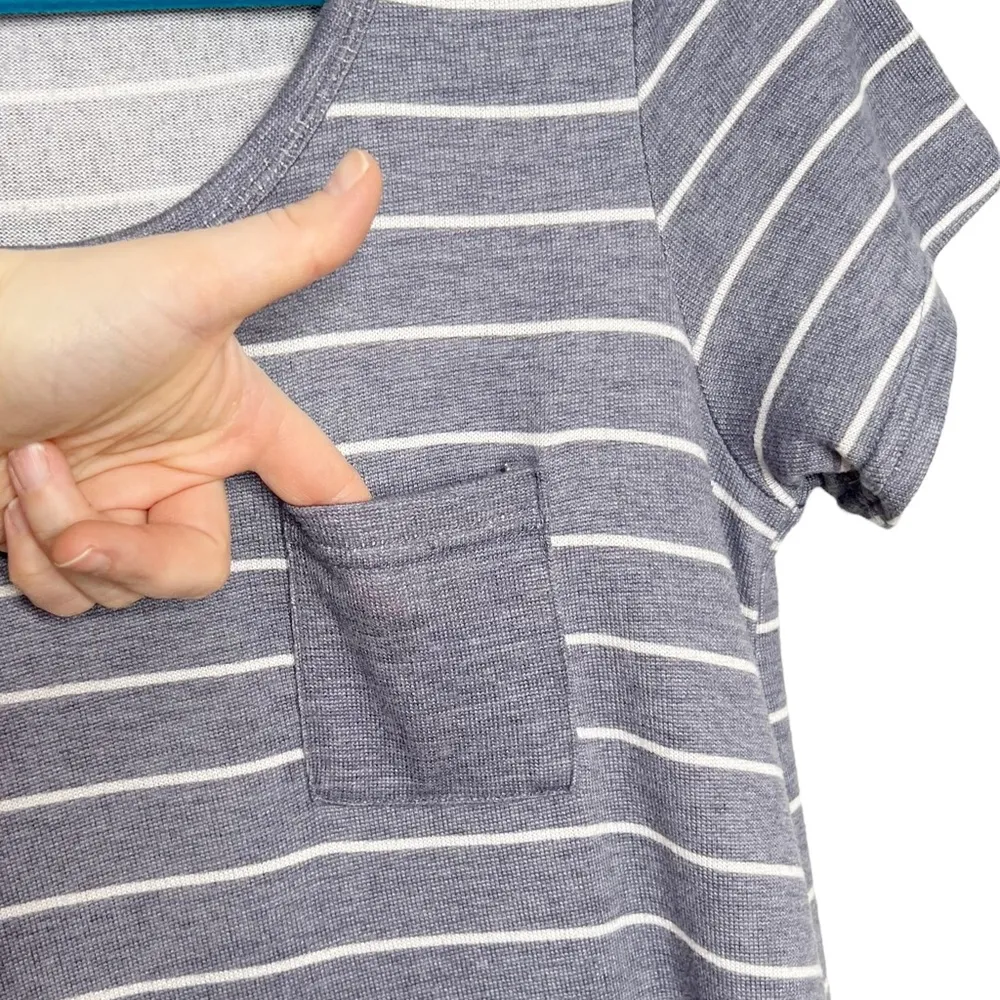 Blue & White Striped Knit Tee Shirt Casual Dress - Image 3