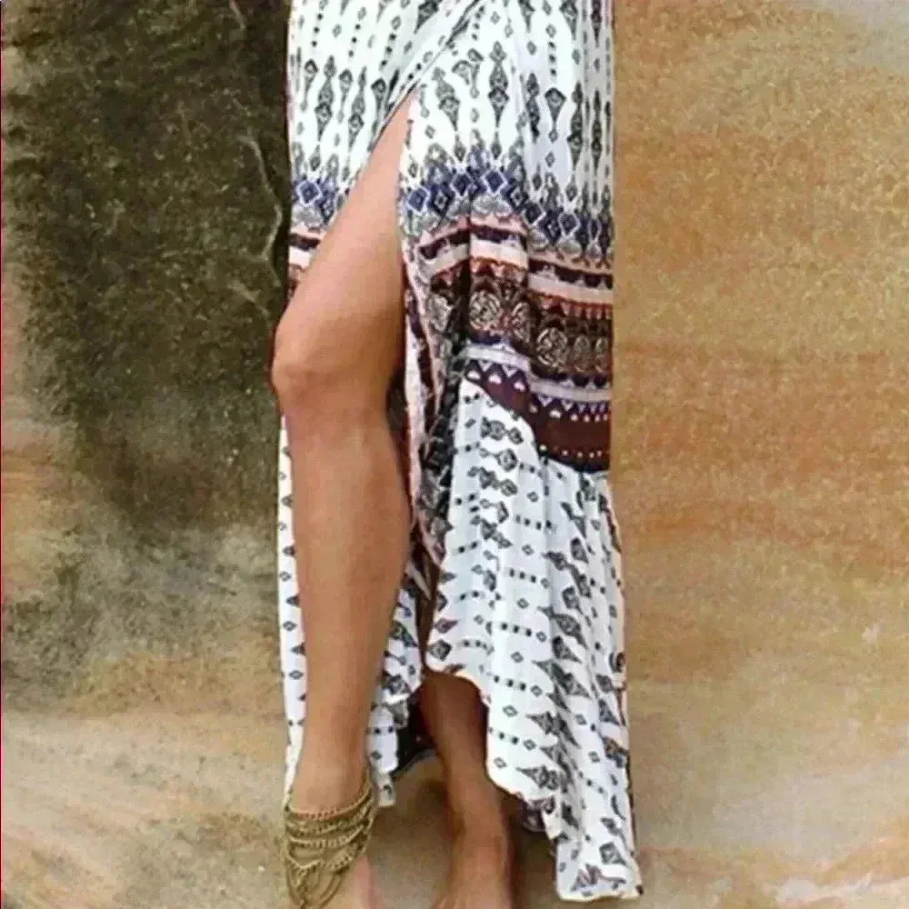 Cupshe Maxi White Printed Tie Waist Wrap‎ Size OS - Image 2