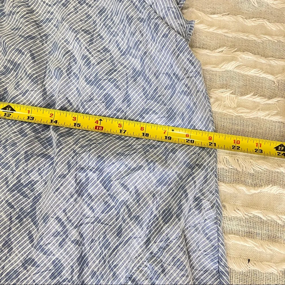 Anthropologie HD In Paris Blue Cotton Striped Ruffle Off Shoulder Dress Sz XL - Image 7