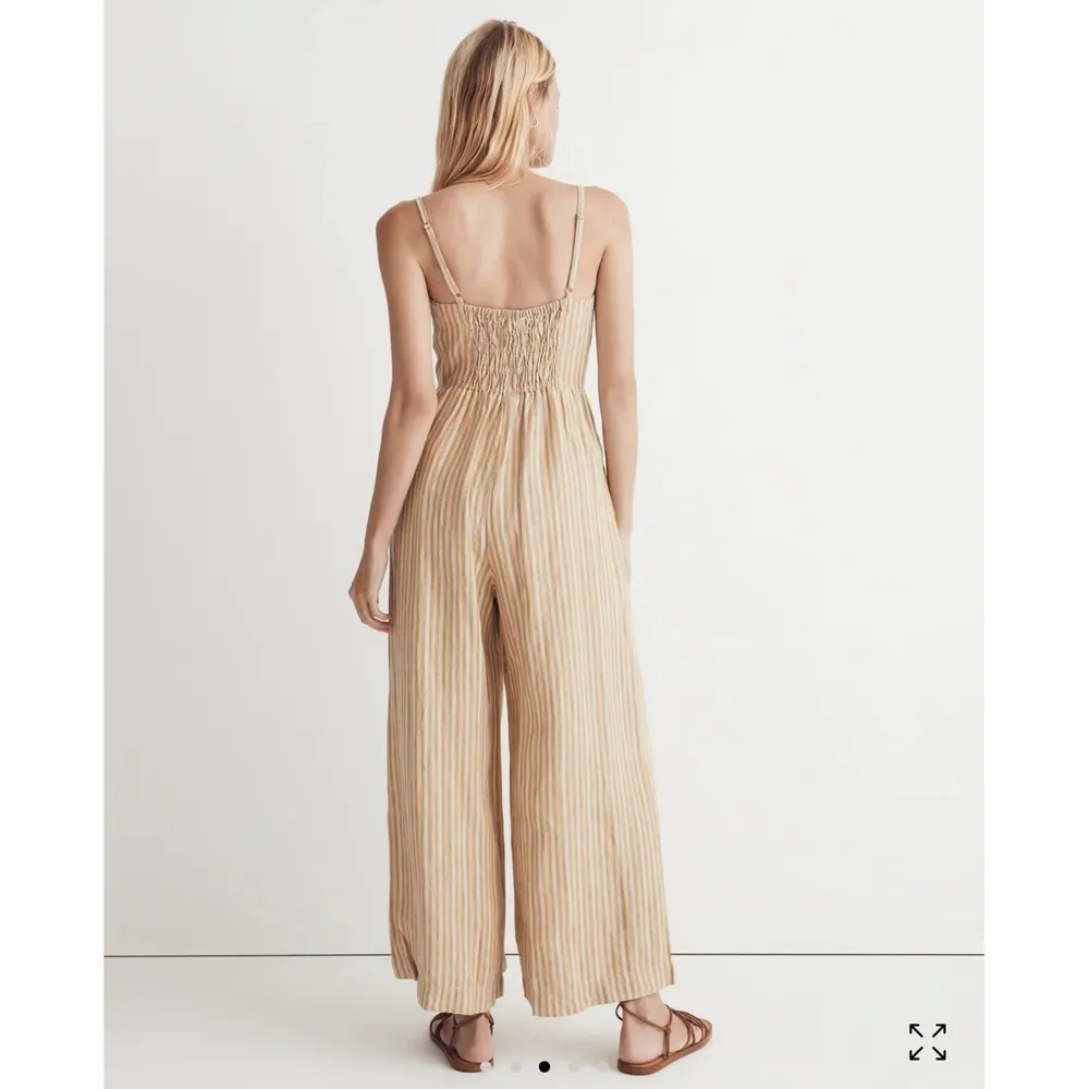 Madewell 100% linen French Vanilla Sleeveless Wide-Leg Jumpsuit Women's Size 2 - Image 10