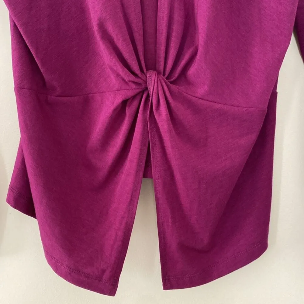 ATHLETA WOMENS ESSENCE TWIST LONG SLEEVE TOP IN Exotic Fuchsia Size M - Image 5