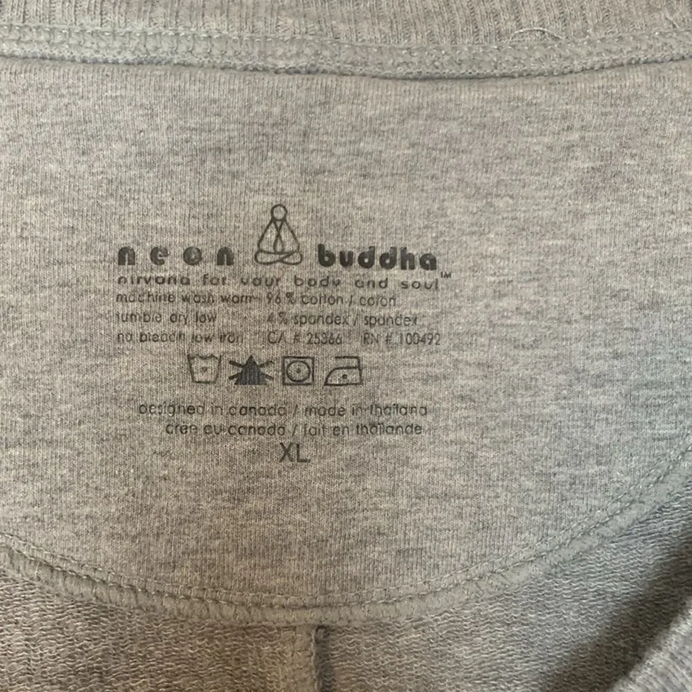 Neon buddha womens size XL gray short sleeve sweat shirt distressed workout yoga - Image 3