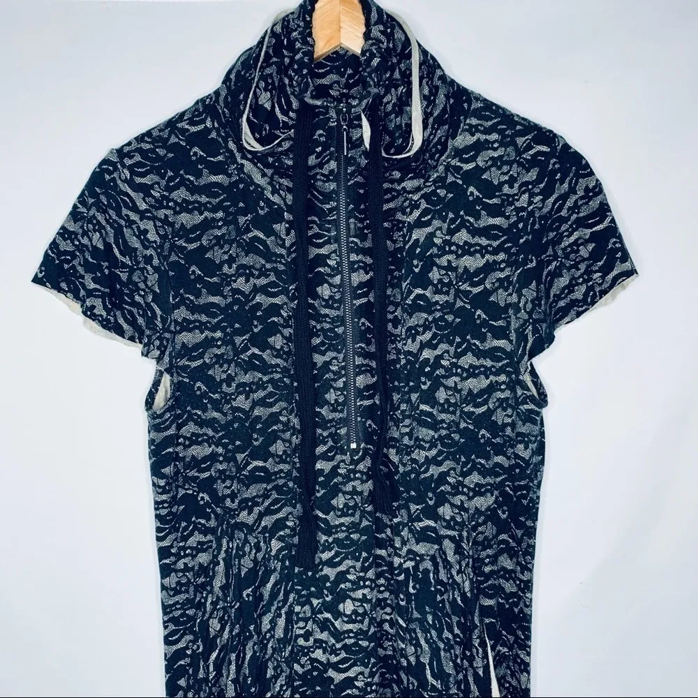 Kensie Black Lace Print Slouch Pocket Tunic Dress Size Medium - Image 3