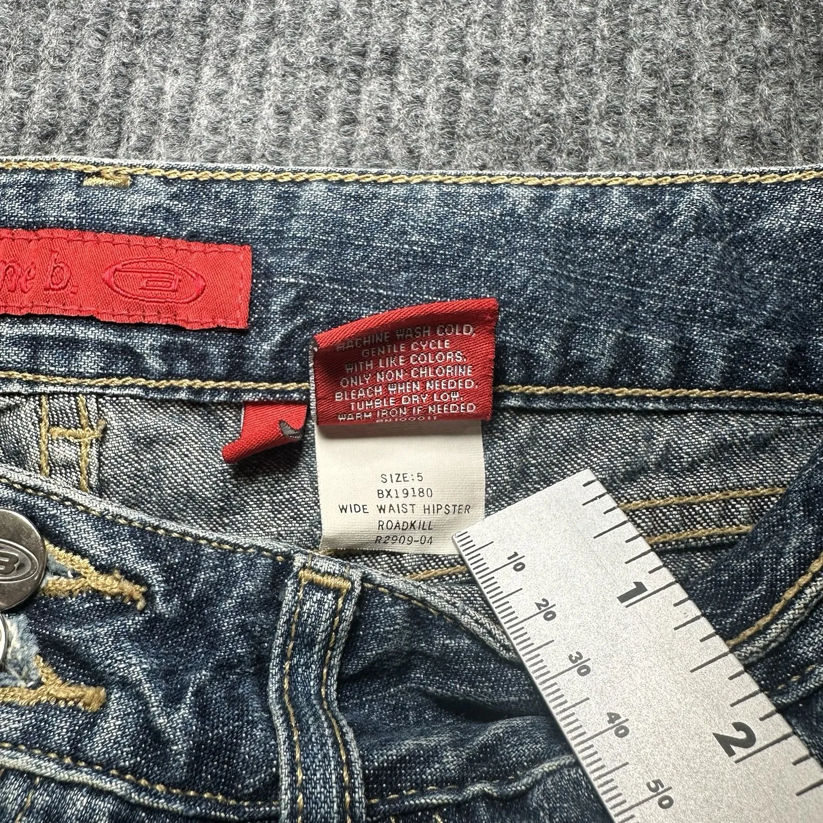 Vtg Let Me B Y2K Women Hip Hop Mid Rise Stretch Flared‎ Blue Denim Jean Size 5 - Image 4